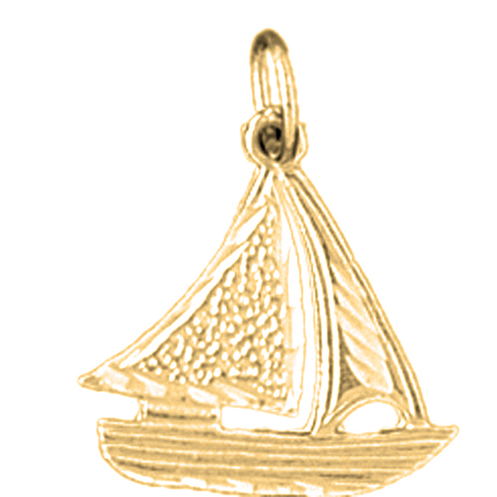 Yellow Gold-plated Silver Sailboat Pendant