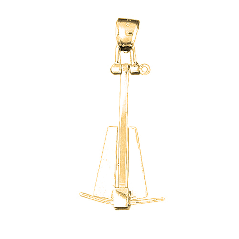 Yellow Gold-plated Silver 3D Anchor Pendant