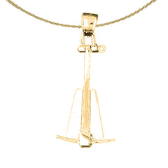 3D-Ankeranhänger aus Sterlingsilber (rhodiniert oder gelbvergoldet)