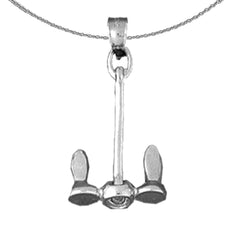 Sterling Silver Anchor Pendant (Rhodium or Yellow Gold-plated)