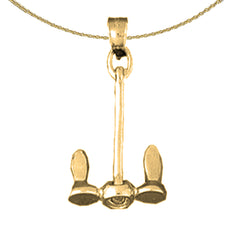 Sterling Silver Anchor Pendant (Rhodium or Yellow Gold-plated)