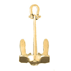 Yellow Gold-plated Silver 3D Anchor Pendant
