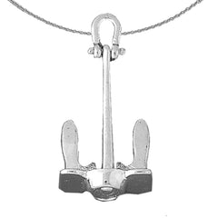 Sterling Silver 3D Anchor Pendant (Rhodium or Yellow Gold-plated)