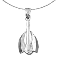 Sterling Silver Anchor Pendant (Rhodium or Yellow Gold-plated)