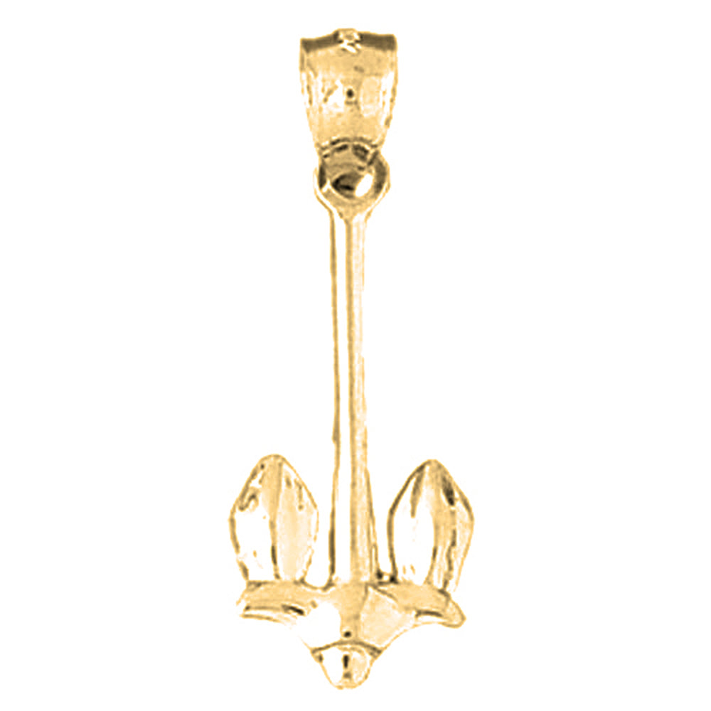 Yellow Gold-plated Silver Anchor Pendant