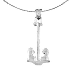 Sterling Silver Anchor Pendant (Rhodium or Yellow Gold-plated)