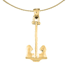 Sterling Silver Anchor Pendant (Rhodium or Yellow Gold-plated)