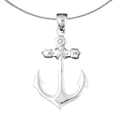 Sterling Silver Anchor Pendant (Rhodium or Yellow Gold-plated)