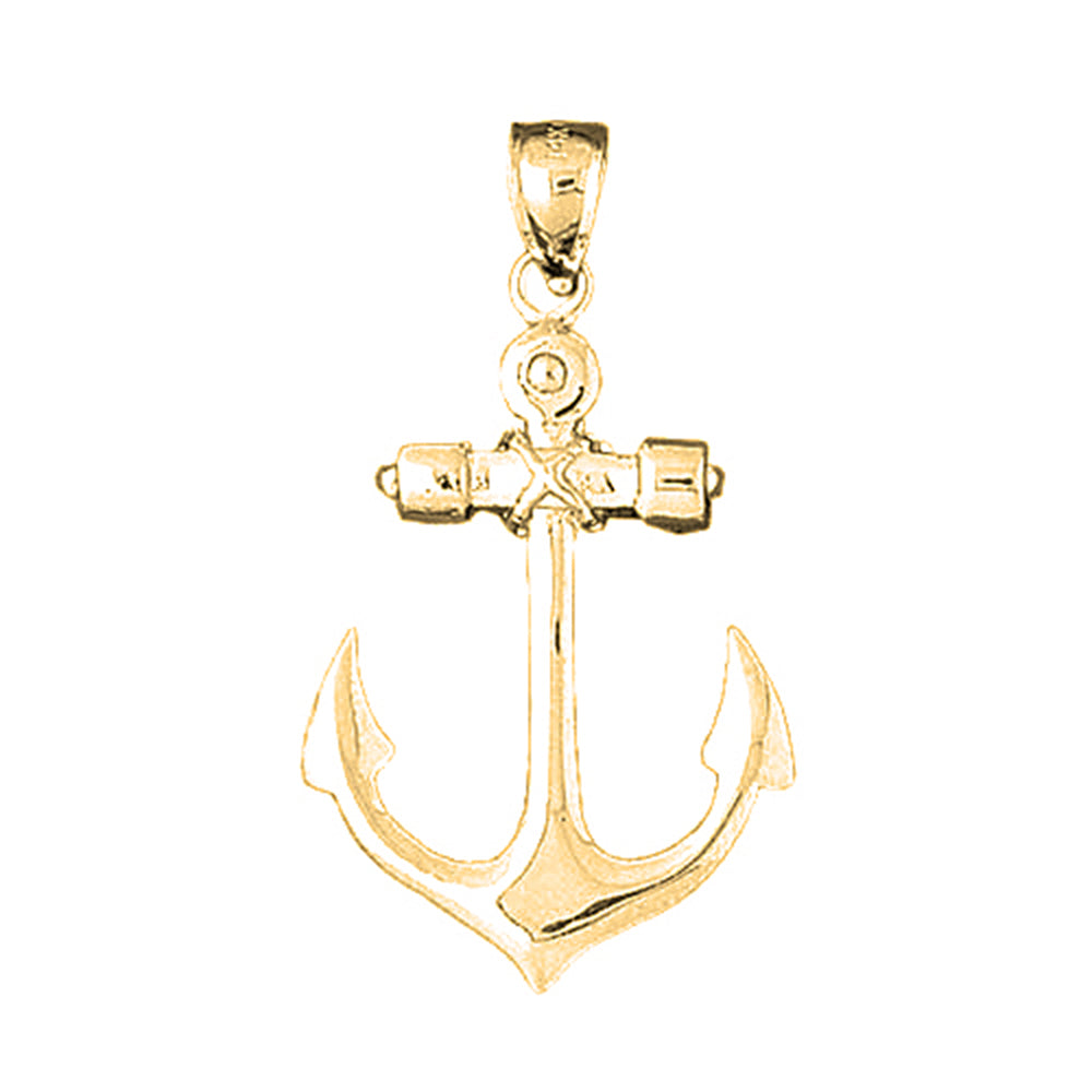 Yellow Gold-plated Silver Anchor Pendant