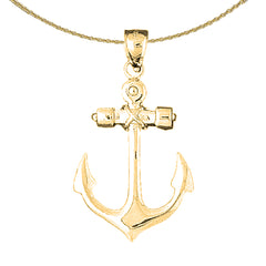 Sterling Silver Anchor Pendant (Rhodium or Yellow Gold-plated)