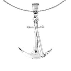 3D-Ankeranhänger aus Sterlingsilber (rhodiniert oder gelbvergoldet)