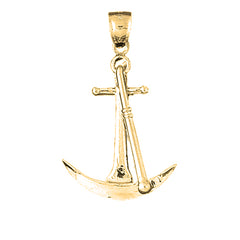 Yellow Gold-plated Silver 3D Anchor Pendant