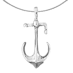 Sterling Silver Anchor Pendant (Rhodium or Yellow Gold-plated)