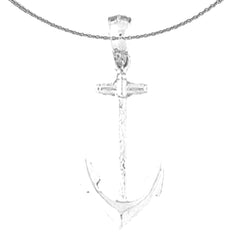 Colgante de ancla de plata de ley (bañado en rodio o oro amarillo)