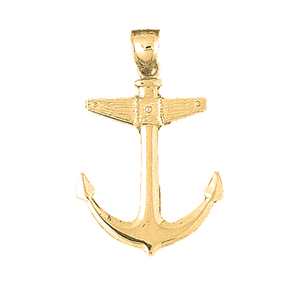 Yellow Gold-plated Silver Anchor Pendant