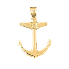 Yellow Gold-plated Silver Anchor Pendant