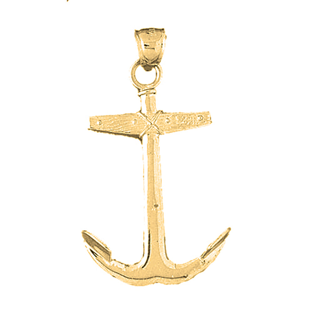 Yellow Gold-plated Silver Anchor Pendant