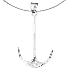 Sterling Silver Anchor Pendant (Rhodium or Yellow Gold-plated)
