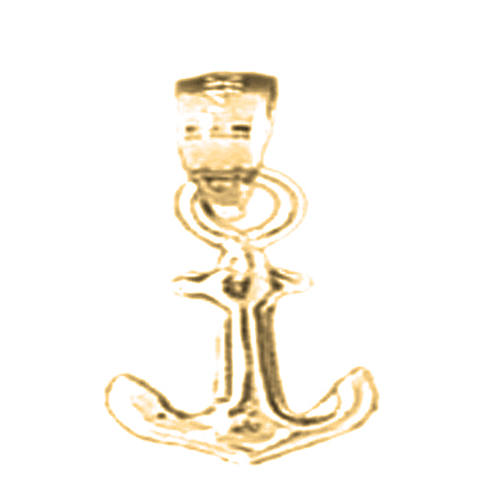 Yellow Gold-plated Silver Anchor Pendant