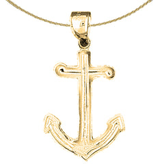 Sterling Silver Anchor Pendant (Rhodium or Yellow Gold-plated)