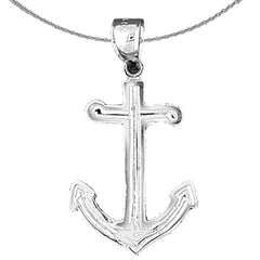 Sterling Silver Anchor Pendant (Rhodium or Yellow Gold-plated)
