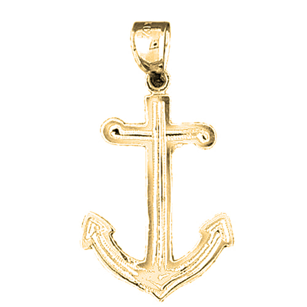 Yellow Gold-plated Silver Anchor Pendant
