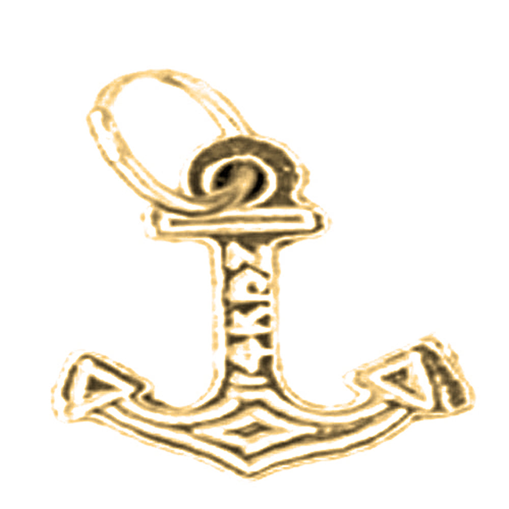 Yellow Gold-plated Silver Anchor Pendant
