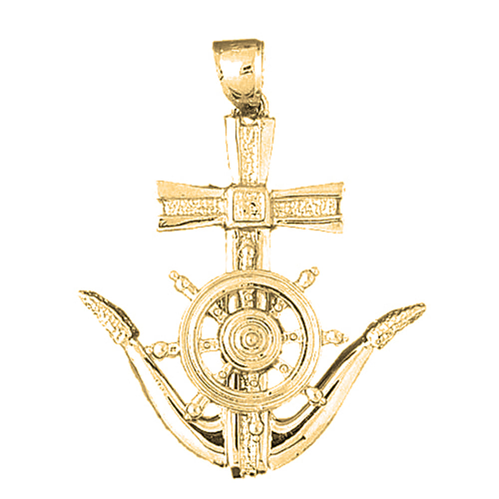 Yellow Gold-plated Silver Anchor Pendant