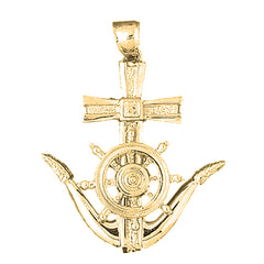 Yellow Gold-plated Silver Anchor Pendant