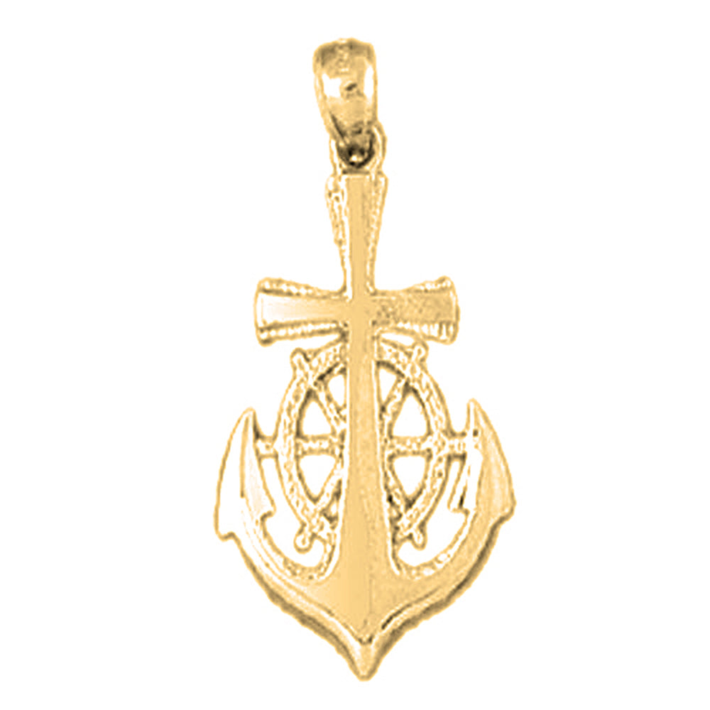 Yellow Gold-plated Silver Anchor Pendant