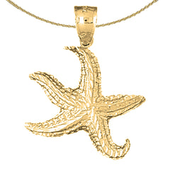 Sterling Silver Starfish Pendant (Rhodium or Yellow Gold-plated)