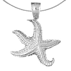 Sterling Silver Starfish Pendant (Rhodium or Yellow Gold-plated)