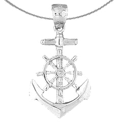 Colgante de ancla de plata de ley (bañado en rodio o oro amarillo)