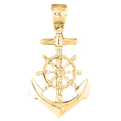 Yellow Gold-plated Silver Anchor Pendant