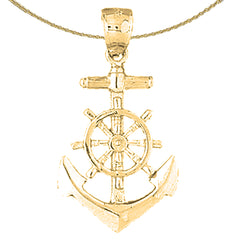Colgante de ancla de plata de ley (bañado en rodio o oro amarillo)