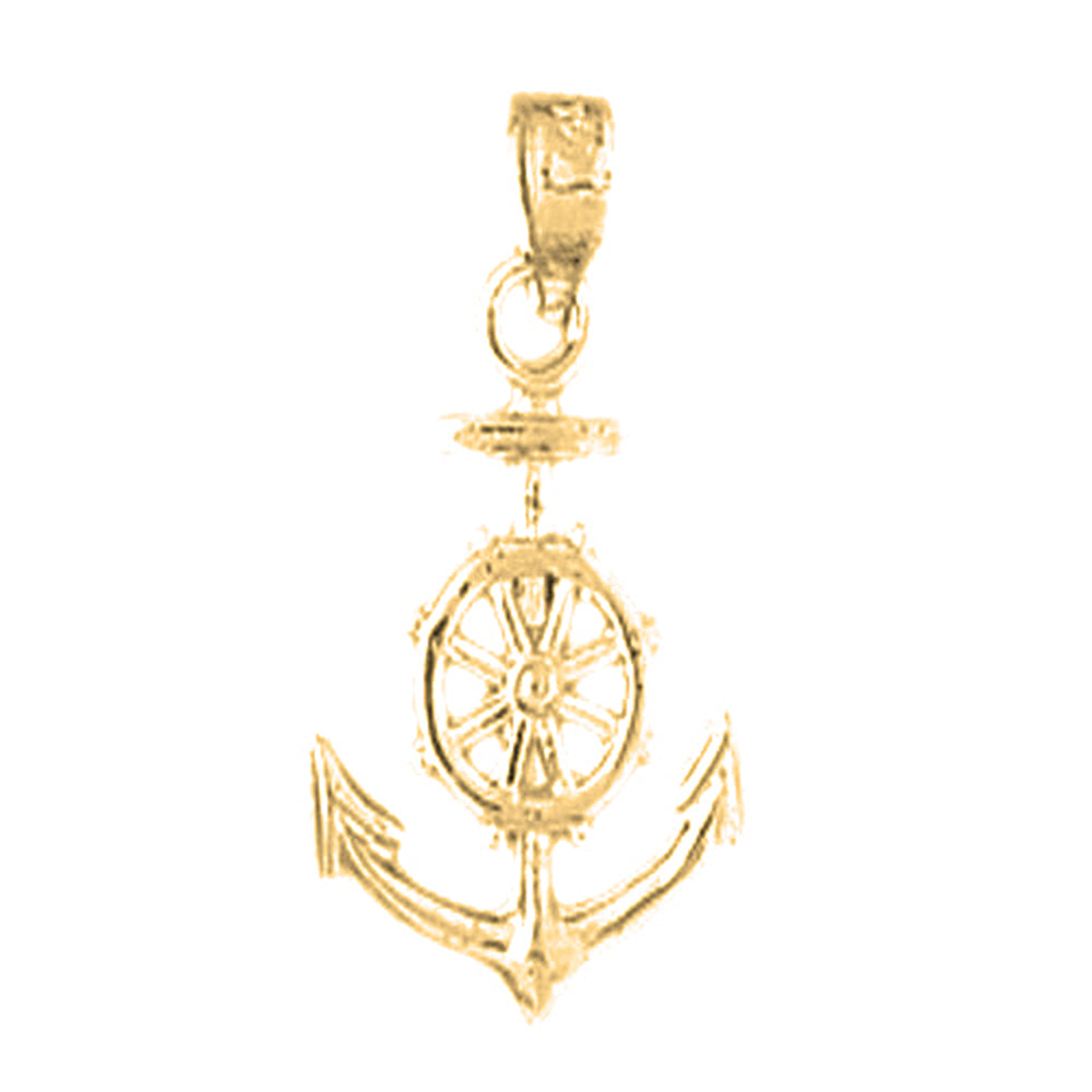 Yellow Gold-plated Silver Anchor Pendant