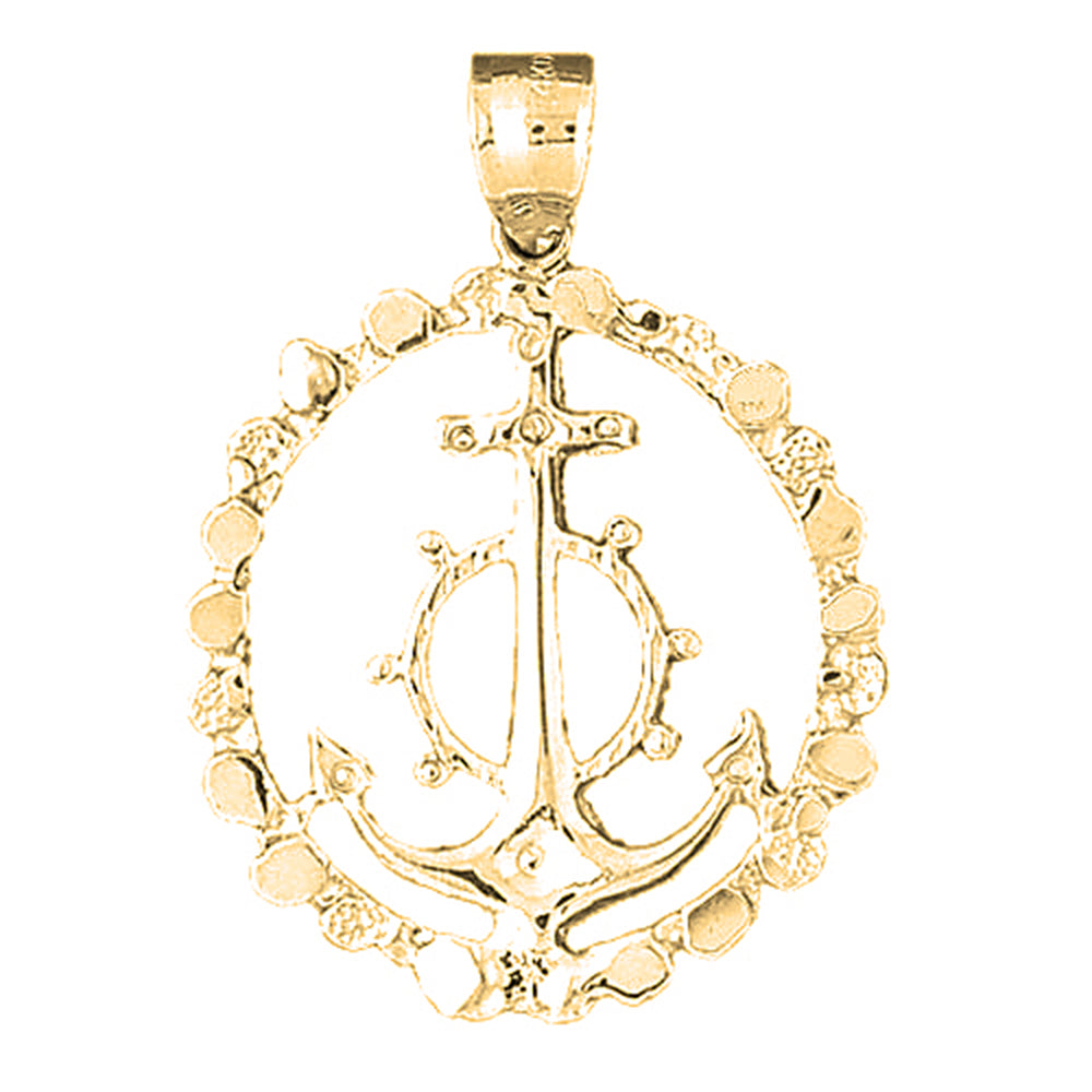 Yellow Gold-plated Silver Anchor Pendant