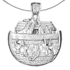 Sterling Silver Noah's Ark Pendant (Rhodium or Yellow Gold-plated)