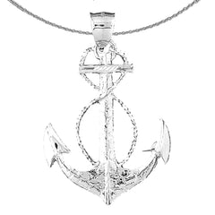 Colgante de ancla de plata de ley (bañado en rodio o oro amarillo)