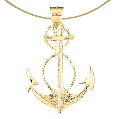 Colgante de ancla de plata de ley (bañado en rodio o oro amarillo)