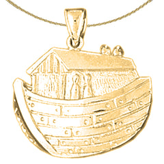 Sterling Silver Noah's Ark Pendant (Rhodium or Yellow Gold-plated)