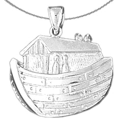 Sterling Silver Noah's Ark Pendant (Rhodium or Yellow Gold-plated)