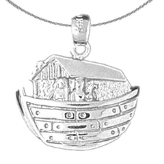 Sterling Silver Noah's Ark Pendant (Rhodium or Yellow Gold-plated)