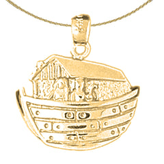 Sterling Silver Noah's Ark Pendant (Rhodium or Yellow Gold-plated)