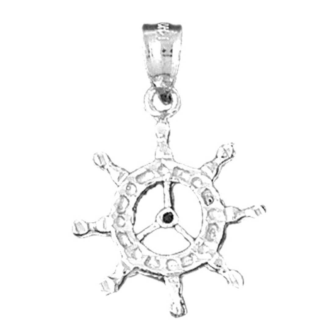 Sterling Silver Ships Wheel Pendant