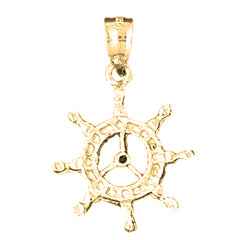 Yellow Gold-plated Silver Ships Wheel Pendant