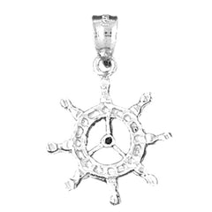 Sterling Silver Ships Wheel Pendant