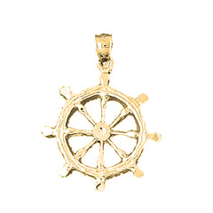 Yellow Gold-plated Silver Ships Wheel Pendant