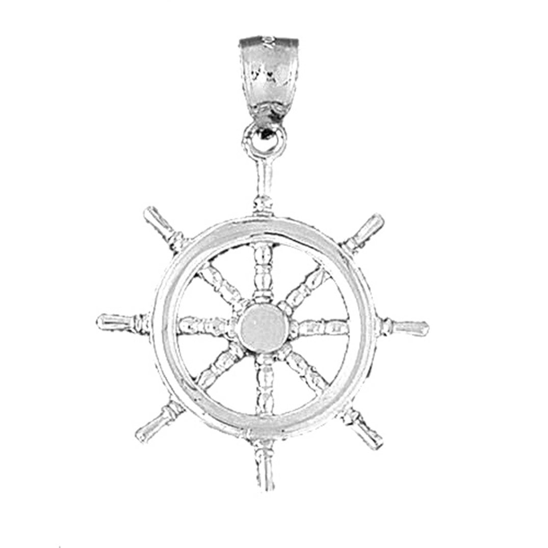 Sterling Silver Ships Wheel Pendant