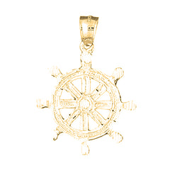 Yellow Gold-plated Silver Ships Wheel Pendant